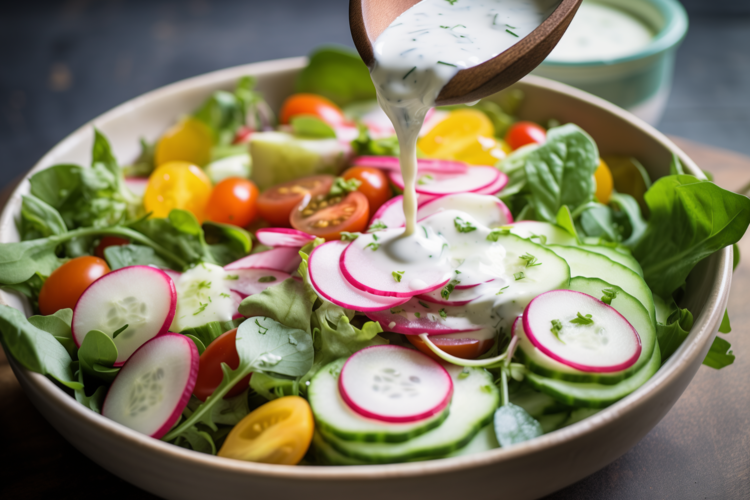 Salat-Topping mit hellem Balsamico-Essig Condimento Bianco