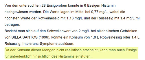 Histamin in Essigen